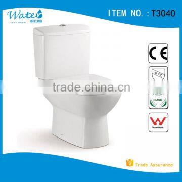 T3040 Bathroom design square sanitary ware two piece toilet