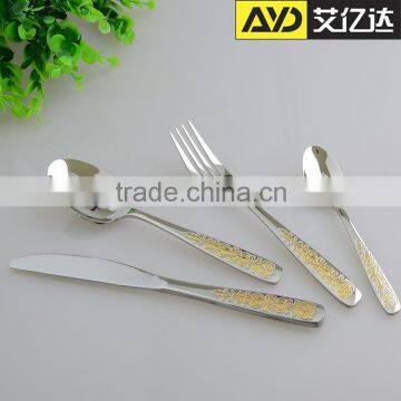 Factory price! wholesale tableware restaurant cutlery silver and gold