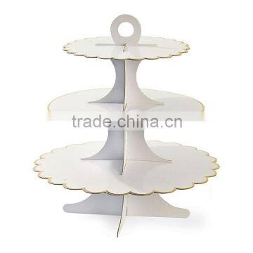 3 Tier Round Cake Cupcake Stand Cake Stand Cake Stand White With Gold Line Birthday Wedding Party Display