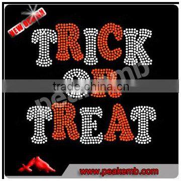 Trick or Treat Halloween Rhinestone Diamante Crystal Iron On T Shirt Transfer