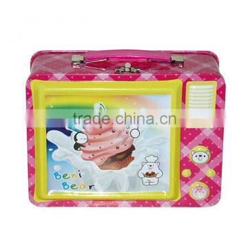 TV Shape Kids Tin Coin Bank With Handle and Lock photo-2
