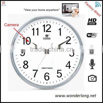 Newest Wifi Wall Clock Radio Camera , IP Wall Clock with Camera night vision hidden camera