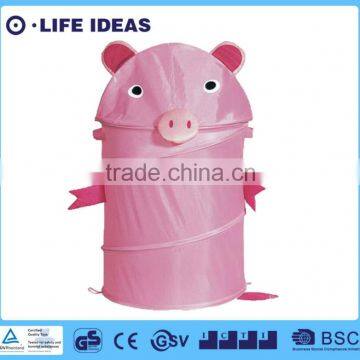 polyester printing storage hamper pop up toys hamper pink pig