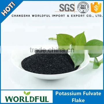 Worldful biochemical fulvic acid potassium / 100% water soluble potassium fulvate shiny flake foliar spray