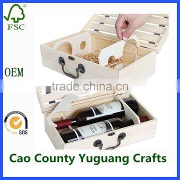 2 Bottle Wooden Wine Boxes Handmade Natural Pine Wood Wine Travel Storage Box photo-6