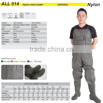 Fly fishing waders with nylon material