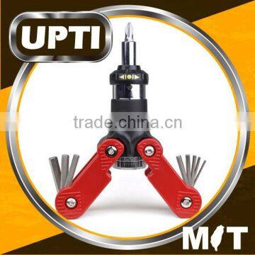15 in-1 Multi-Tool Ratchet Screwdriver with Hex Key Wrench Combo UPTI DIY Tool, Adjustable Handle Shapes for Best Torque