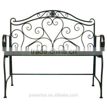 Garden Heart-Shaped 2 Seater Wrought Iron Bench White and Black