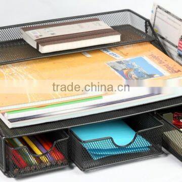 Metal Mesh Wire Office Stationery Desk Storage Organizer/ Multi-function A4 Paper Holder With Drawer photo-2