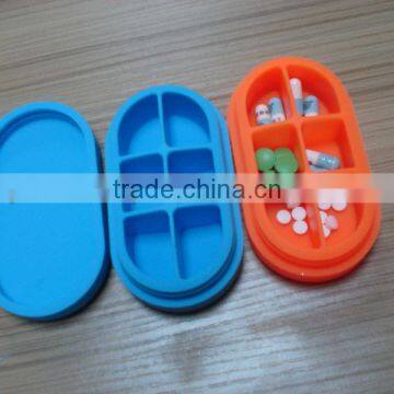 6 case silicone portable pocket pill boxes