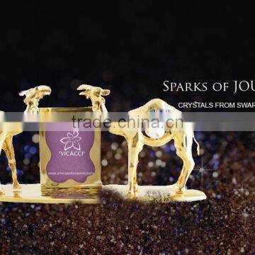 24K Gold Plated Two Camel With Photo Frame With Swarovski Crystals photo-6