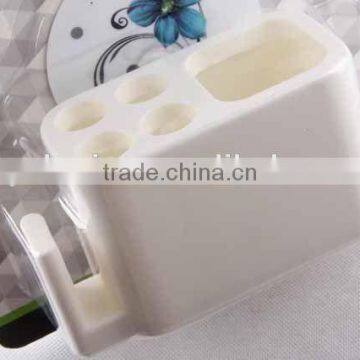 Sticking Hook Type With 5 Holes and 2 Hooks Plastic Toothbrush Holder photo-3