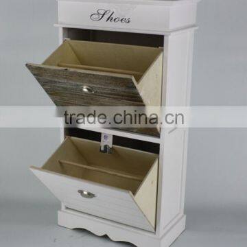 White Shoe Storage Double Cabinet Dresser Shelf Organizer Shoes Closet Bedroom photo-3