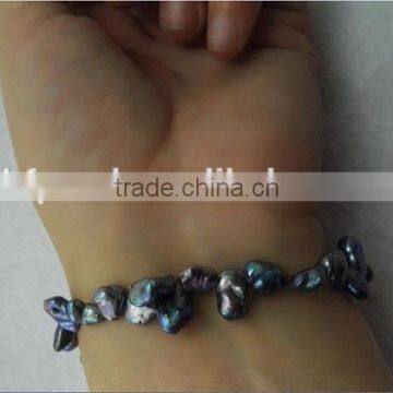 4-5mm Black Baroque Freshwater Pearl Bracelet photo-5