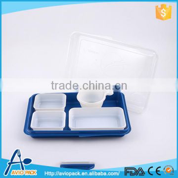 Top quality aviopack dark blue PS plastic lunch box dinnerware