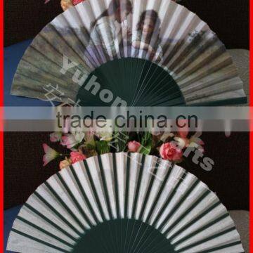 folding wood hand fan with custom design logo