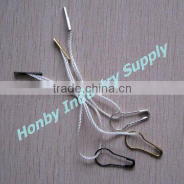 Snap Tabs White Lanyard Hang Tag Rope With Pear Safety Pin