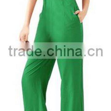 2014 emerald green V neck sleeveless designer belted elegant formal women jumpsuit