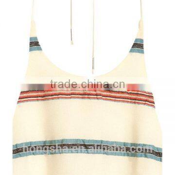 Latest Low Cut Back Woven Fabric Halterneck Glittery Tops For Women HST9263 photo-2