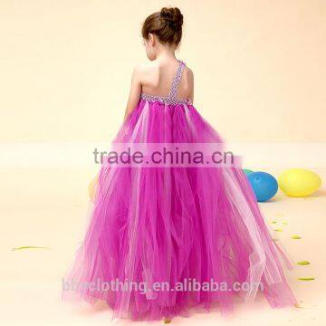 One Shoulder Cheap Flower Girl Colorful Ankle Length Tutu Dress Toddler Kids Birthday Party Dresses For Photo Props photo-3