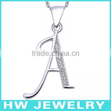 Clear Crystal Initial Letter "A" Pendant Necklace Chain Fashion Jewelry