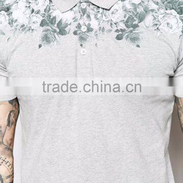 2016 New Brand Polo With Floral Yoke Print Short Sleeves Polo Shirt With Customized Logo Embroidery Shirt With Rib Collar photo-5