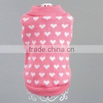 2015 handmade hearts jacquard knit pattern felmale dog clothes