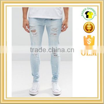 Wholesale New Mans Fashion London Rip Light Blue Jeans Trousers