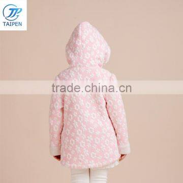 Embossed Flower Girls Boutique Clothes Kid Winter Hoodie Coat With Fleece Lining photo-4