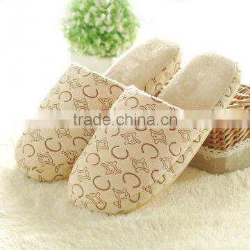 t160430 Autumn Winter Women Shoes Casual Soft Indoor Coral Fleece Letters Pattern Girls Ladies Couple Slippers