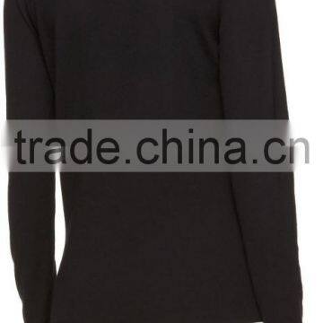 High Quality Long Sleeve Rib Knit V-Necked Black and White Contrast Women Pullover photo-3