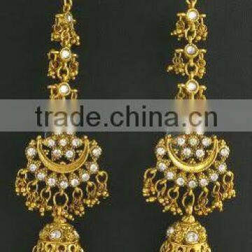 Designer White Kundan Gtone Bridal Set Earrings