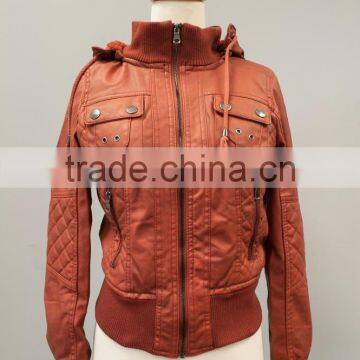 Women's Pu Quilted Fauxleather Moto Biker Jackets #LPU0509 photo-3