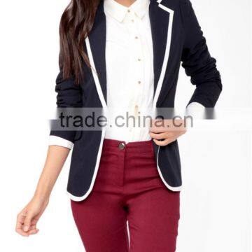 Contrast Single Button Blazer