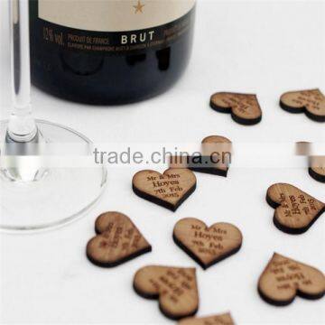 Personalised Wooden Heart Table Decorations, Rustic, Vintage Wedding Favours