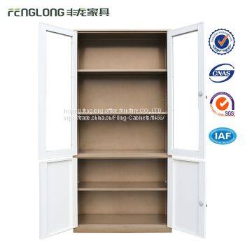 4 Door Metal Storage Cabinet Glass Filing Cabinet High White for Sale photo-5
