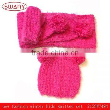 2016 fashion kids knitted hat mittens scarf set,red gloves hat and scarf set