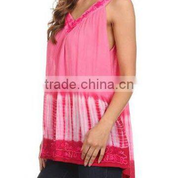 Women's Designer Rayon Tie & Dye Tank Tops / Blouse