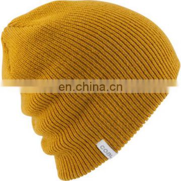 Mustard Plain Winter Beanie Woven Label Slouchy Beanie