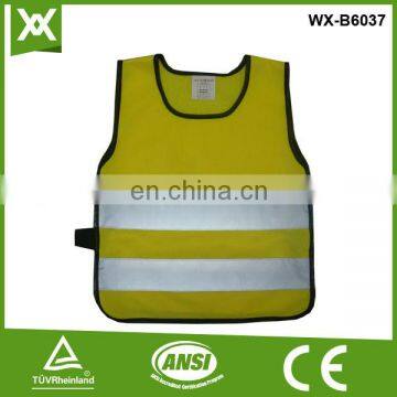 Hi vis reflective safety vest with pocket of kids running gear