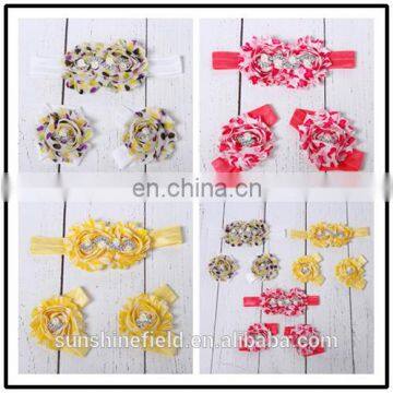 Baby Barefoot Sandals with chiffon Flower Matching Headband