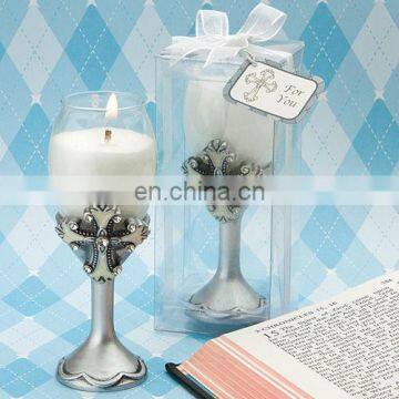 Newest Resin cross craft Glass candle cup wedding give away gifts