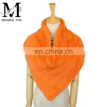 2016 Fashionable Hand Knitted Genuine Rex Rabbit Fur Scarf photo-4