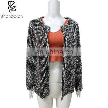 Custom Spring Long Sleeve Sequin Women Office Ladies Wear Top Coat