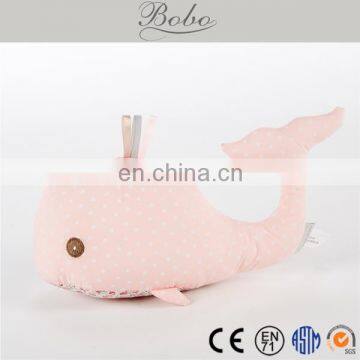 Custom Red printing fabric stuffed whale toy for baby