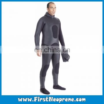 Freediving Underwater Hunting 3.5mm Double Sided Neoprene CR Smooth Skin Spearfishing Wetsuits With Hooded Set