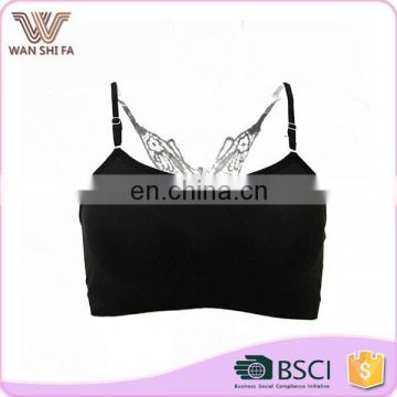 Wholesale price plain spaghetti straps 92% nylon seamless camisole top