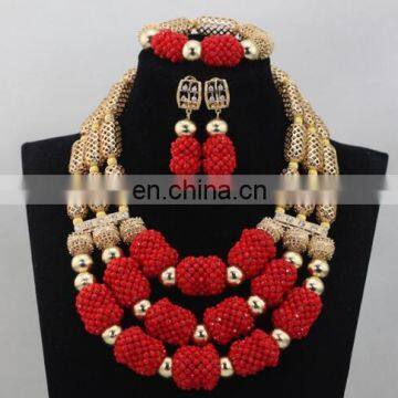 Bridal Wedding Beads Jewelry Set African Women Coral Beads Necklace Set for Party Costume Handcraft Jewelry Set photo-5