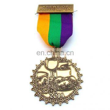 AWARD METAL ANTIQUE GOLD POLISHED MEDAL RIBBON