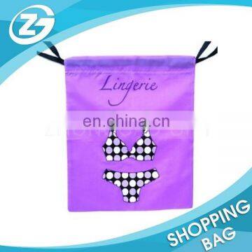 Cheap Custom Design Ribbon Closure 210D Polyester Drawstring Lingerie Storage Washing Bag